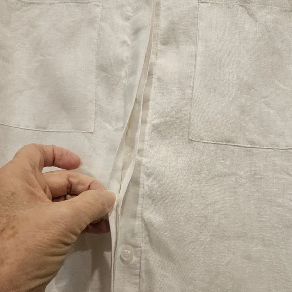 THIS IS IT! CHICO'S White Linen Unique Tunic With Under Shirt/Slit Sides-Size 1 - Picture 6 of 10